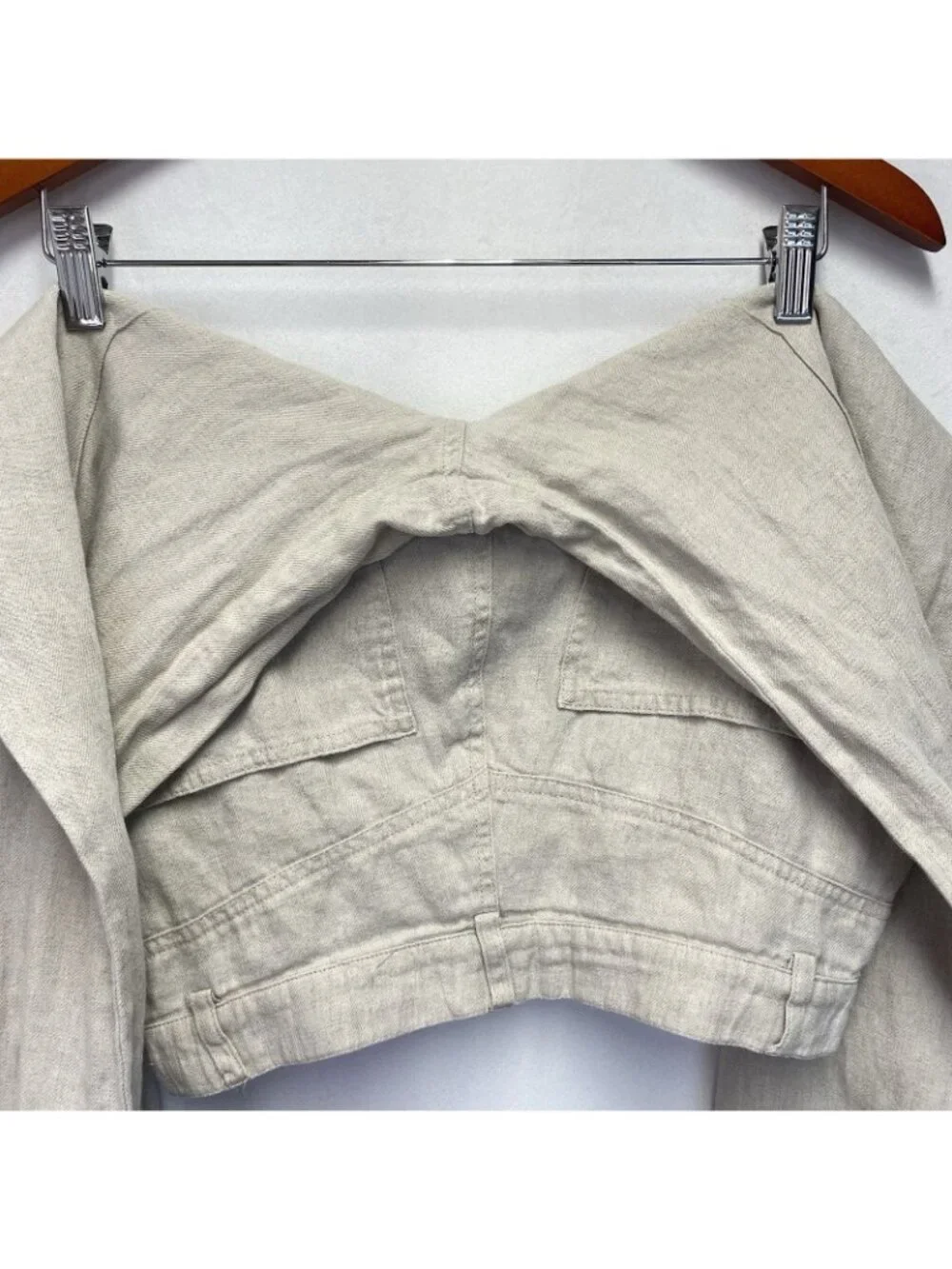 H&M Linen Blend High-Waited Wide Leg Trouser Pants Women Size 4 Light Beige